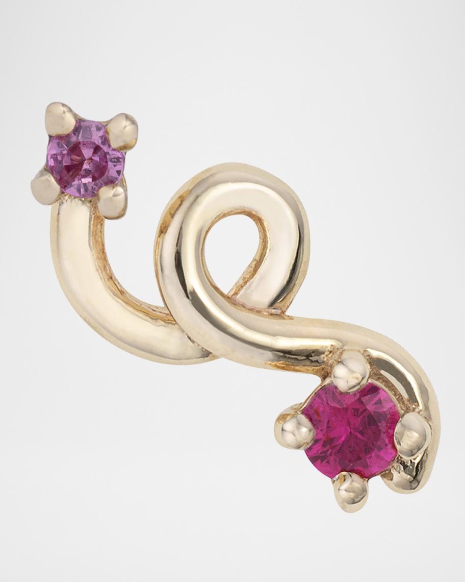Bea Bongiasca 9K Yellow Gold Ruby and Pink Sapphire Mini Loop Earring ...