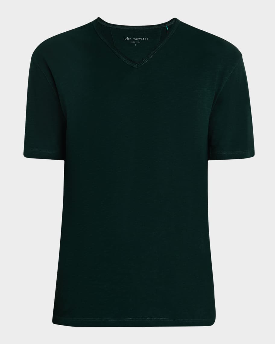 John Varvatos Men's Miles Slub V-Neck T-Shirt | Neiman Marcus