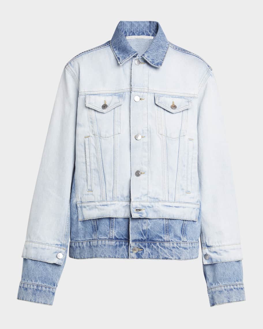 アウターその他 STELLA MCCARTNEY Layered denim jacket Light Blue Stella McCartney Mixed Denim Jacket | Neiman Marcus