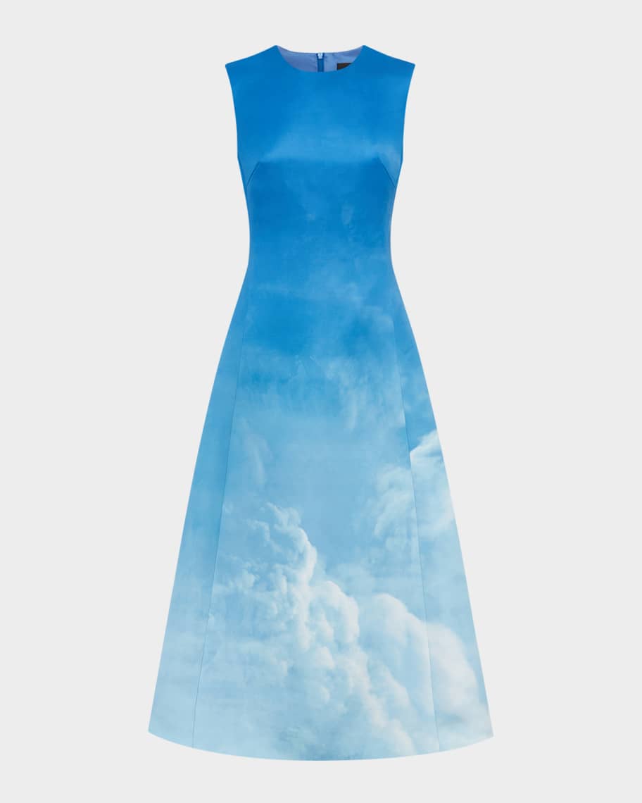 【Leo Lin】Cleo Printed Sleeveless Midi Dress Cleo Printed Sleeveless Midi Dress - Hydrangea in Tangerine