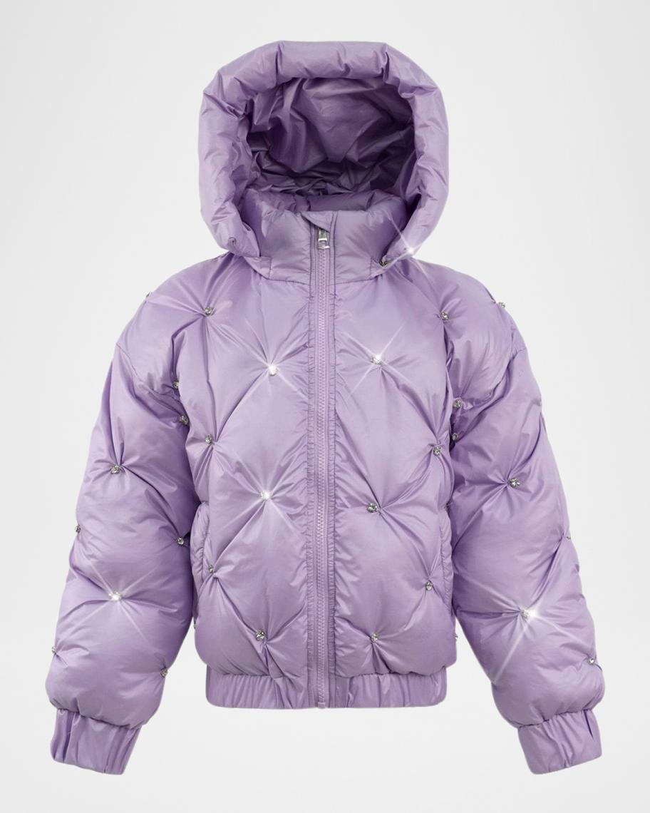 Lola + The Boys Girl's Lavender Sparkle Puffer Jacket, Size 2-14 ...