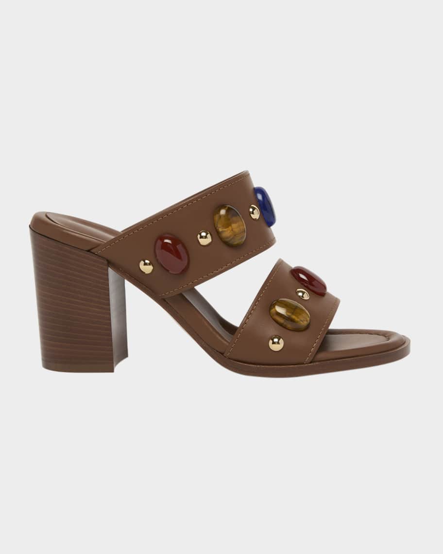 Gianvito Rossi Shanti Jeweled Dual-Band Slide Sandals