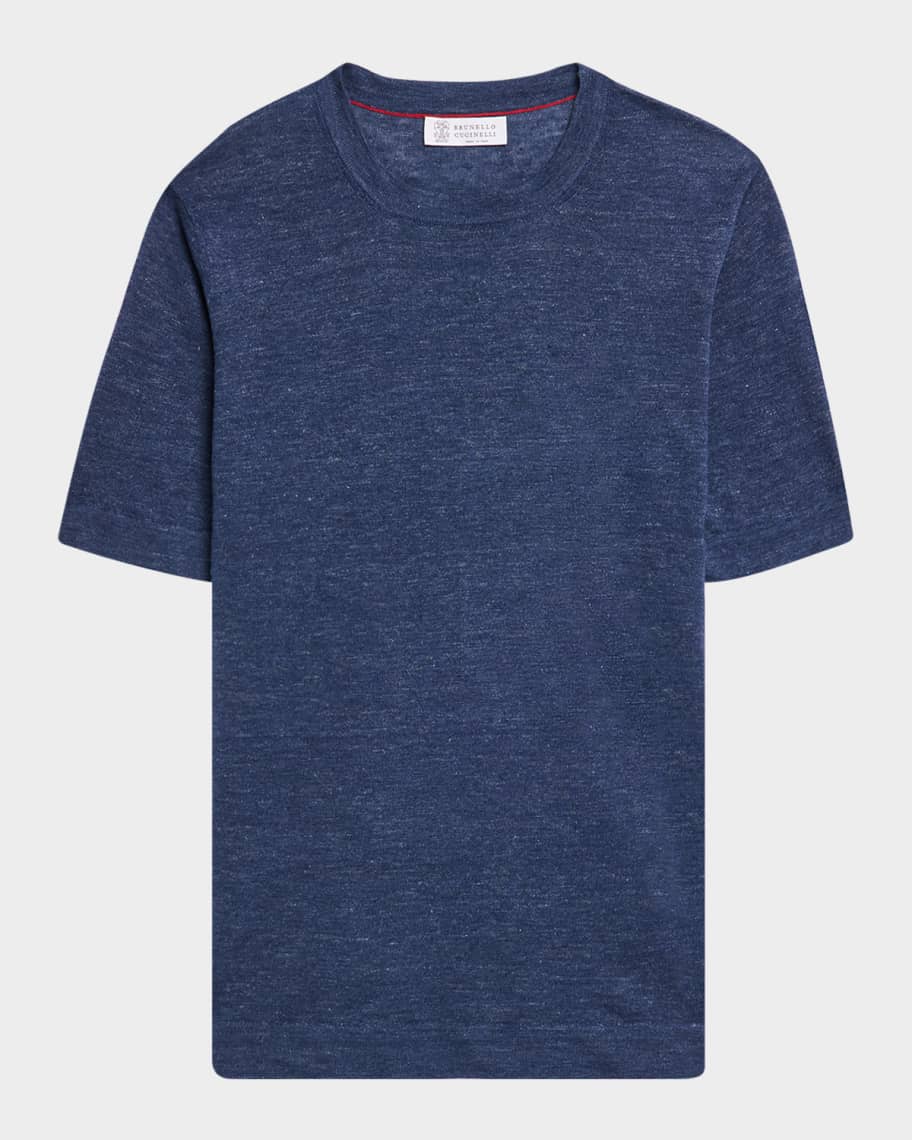【関税＆送料込み】Brunello Cucinelli Blue Crewneck T-Shirt T-shirt with faux-layering for Man in Bordeaux | Brunello
