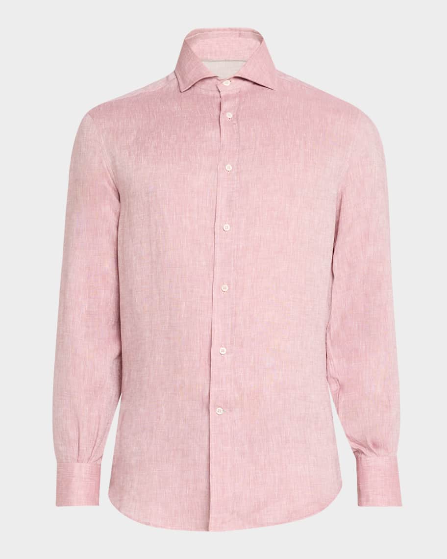 Brunello Cucinelli Men's Linen Sport Shirt | Neiman Marcus