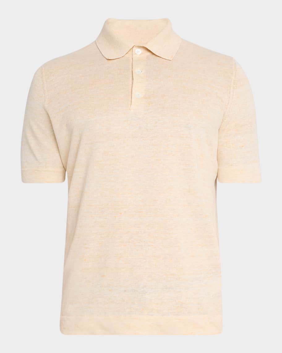 Brunello Cucinelli Men's Linen and Cotton Polo Shirt