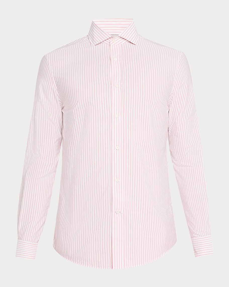 Brunello Cucinelli Men's Cotton Mini Stripe Sport Shirt