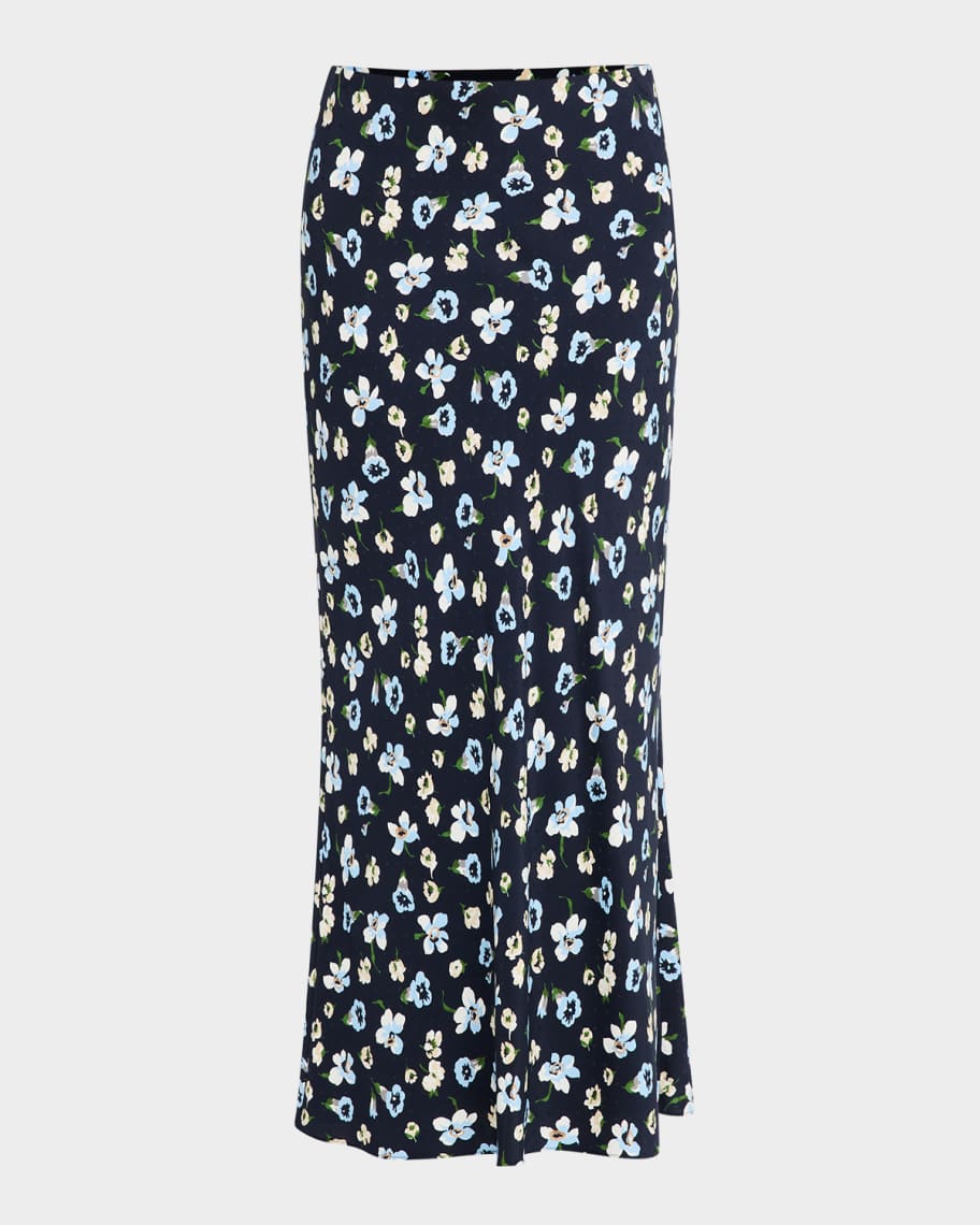 Veronica Beard Clover Floral Stretch-Silk Skirt | Neiman Marcus