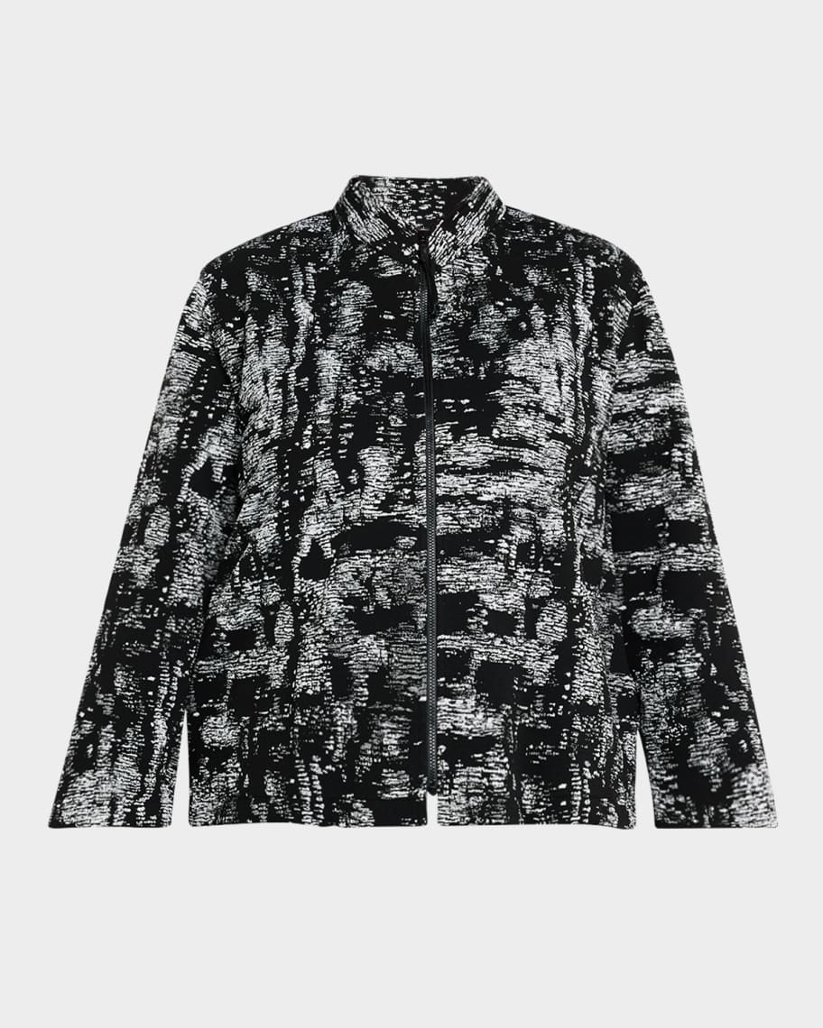 Tricot Chic Lace Knit Zip Front Jacket main image 1