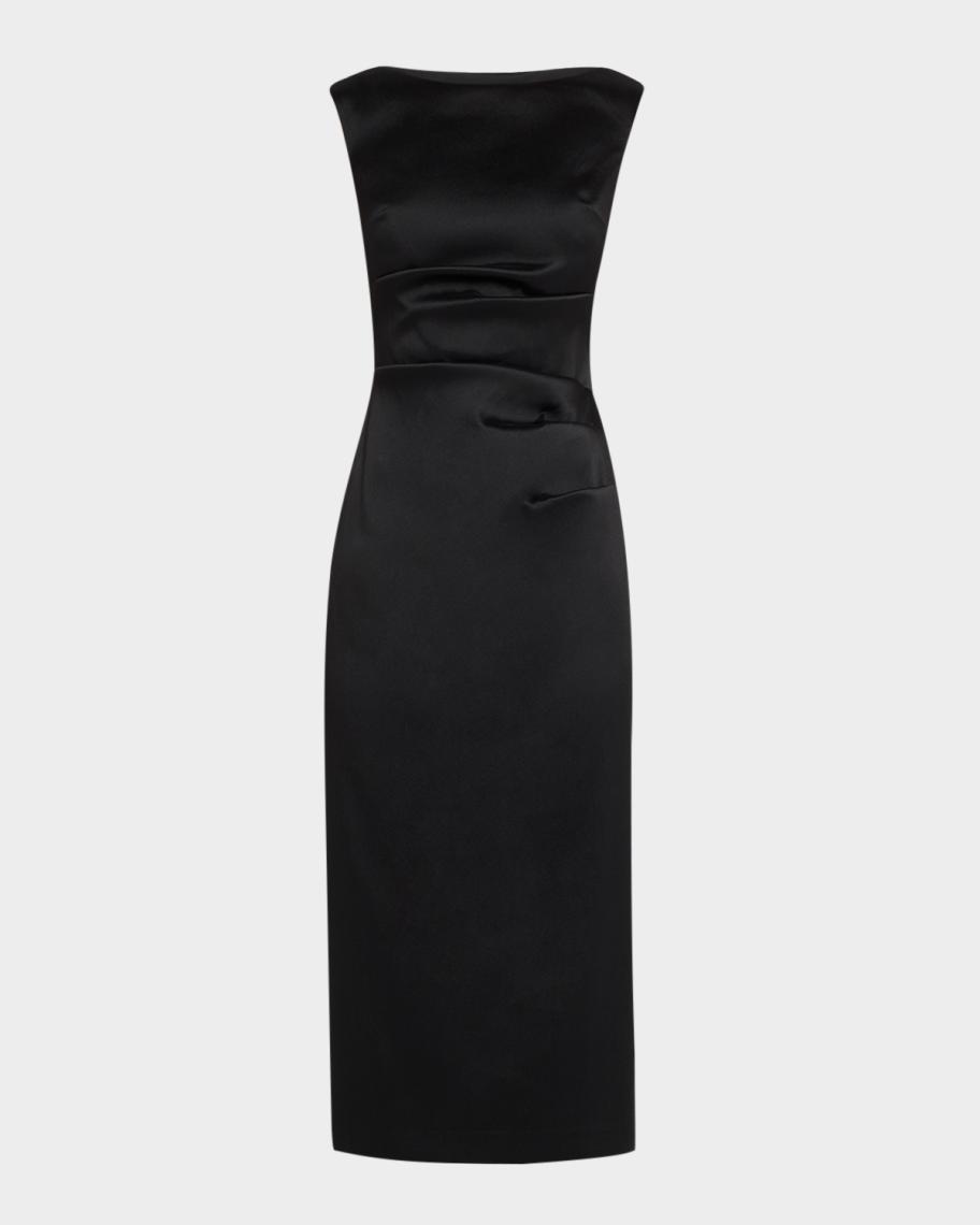 Aidan Mattox Sleeveless Stretch Mikado Midi Dress | Neiman Marcus