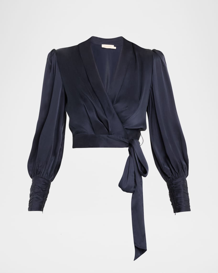 【ZIMMERMANN】ラップオーバードレス  ZIMMERMANN Zimmermann Silk Wrap Top | Neiman Marcus