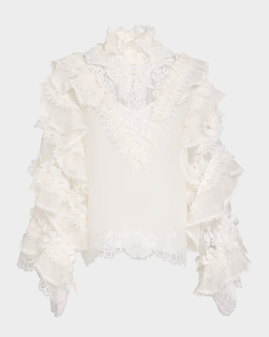 新品 herlipto Lace Trimming Cotton Blouse Embroidery cotton blouse - Lolli Pretty