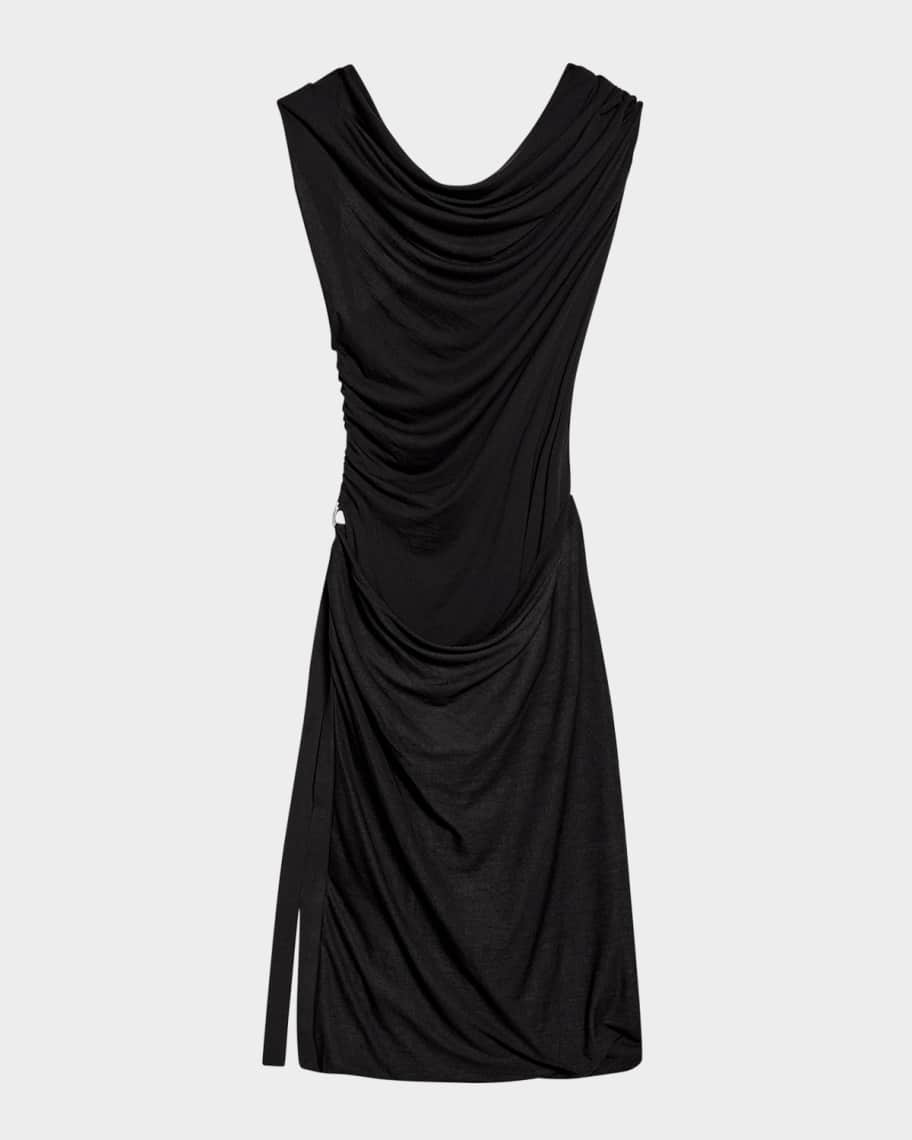 Helmut Lang Sleeveless Draped Jersey Dress | Neiman Marcus