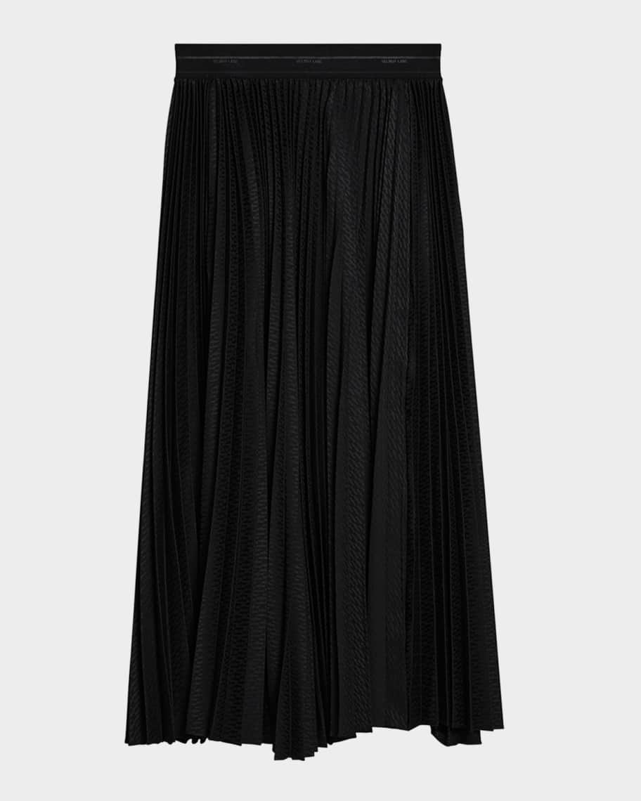 Helmut Lang Logo Waistband Pleated Maxi Skirt | Neiman Marcus