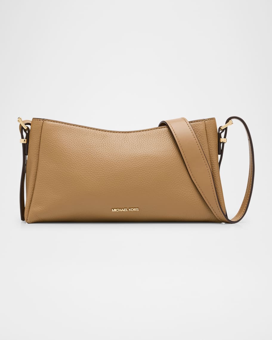 【関税&送料込】Michael By Michael Kors Black Leather Moore Moore Medium Pebbled Leather Convertible Shoulder Bag, BLACK