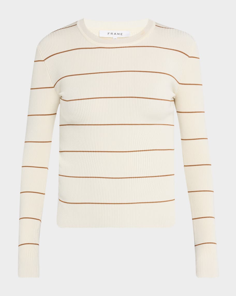 さらに100円引き◆MARKM◆Stripe rib Sweatshirts FRAME Stripe Rib-Knit Crewneck Top | Neiman Marcus