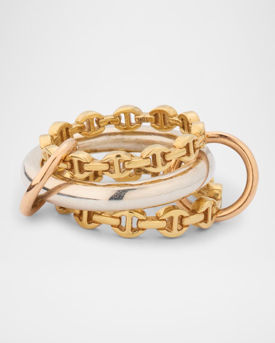 xHOORSENBUHS 18K Yellow Gold and Sterling Silver Microdame Link Stacked Rings