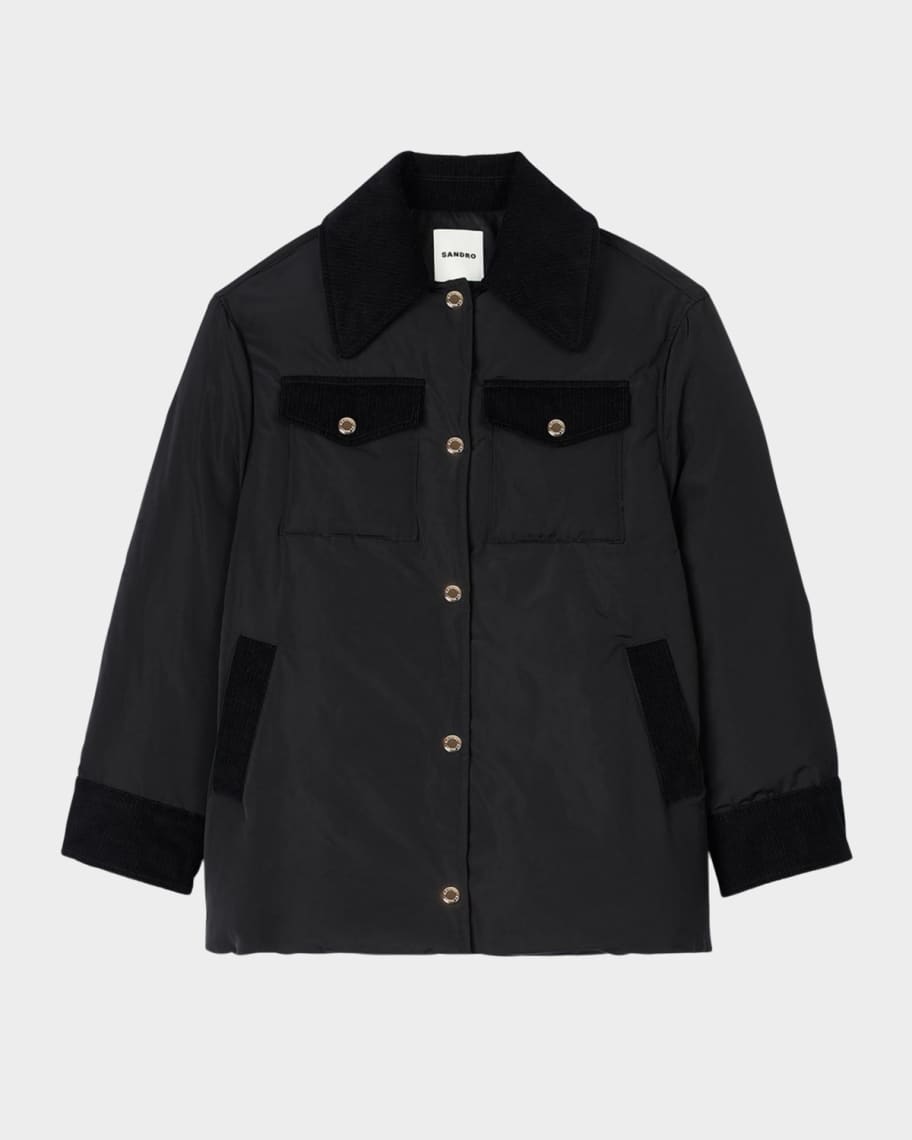 Sandro Ronald Corduroy Paneled Puffer Jacket Neiman Marcus
