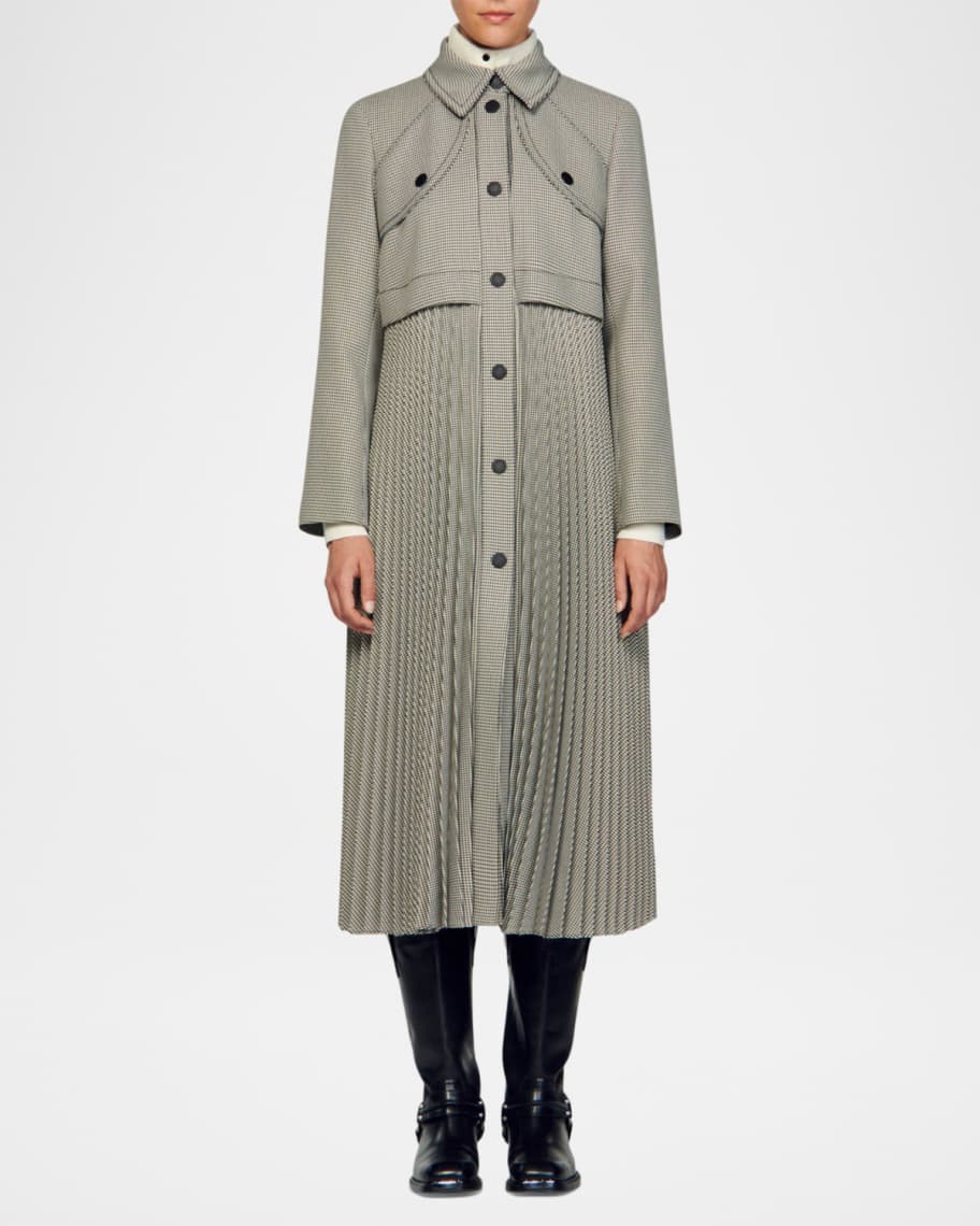 ジャケット・アウター SANDRO Long Houndstooth Coatigan Long Houndstooth Coatigan by Sandro at THE MILE