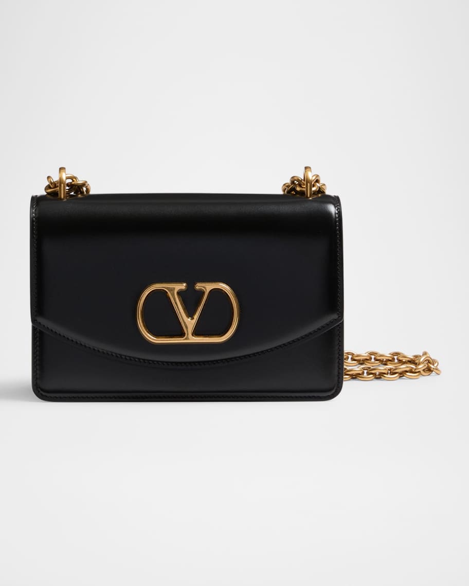 【Valentino Bags】ボディーバッグ ロゴ ジッパー 無地 ブラック VALENTINO GARAVANI Calfskin Small Logo Go Crossbody Bag
