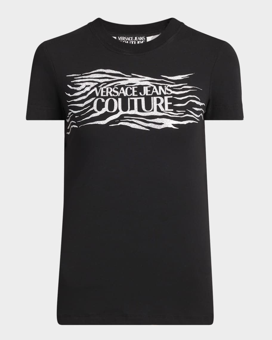 【VERSACE JEANS】ロゴ コットン Tシャツ【送料関税込】 Versace Jeans Couture logo-print Cotton T-shirt | Black