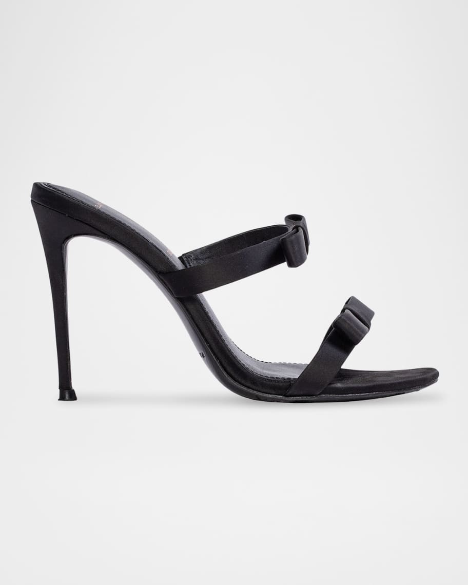 100 Strass Bow-Heel Sandals in Suede