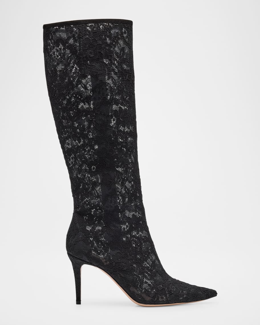 Gianvito Rossi Lace Stiletto Tall Boots | Neiman Marcus