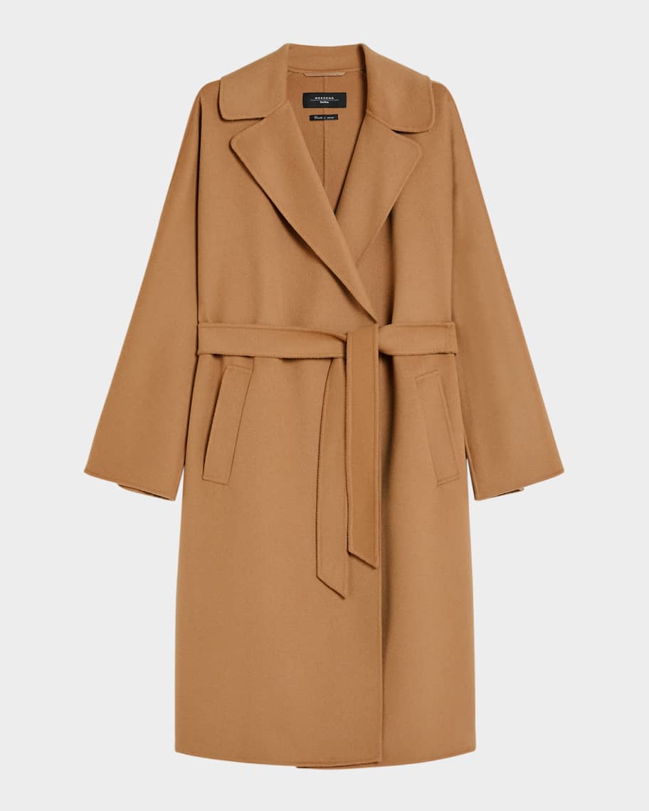 【関税&送料込】Weekend Black Wool Blend Civada Coat Weekend Max Mara Civada Double-Face Wool Coat | Neiman Marcus