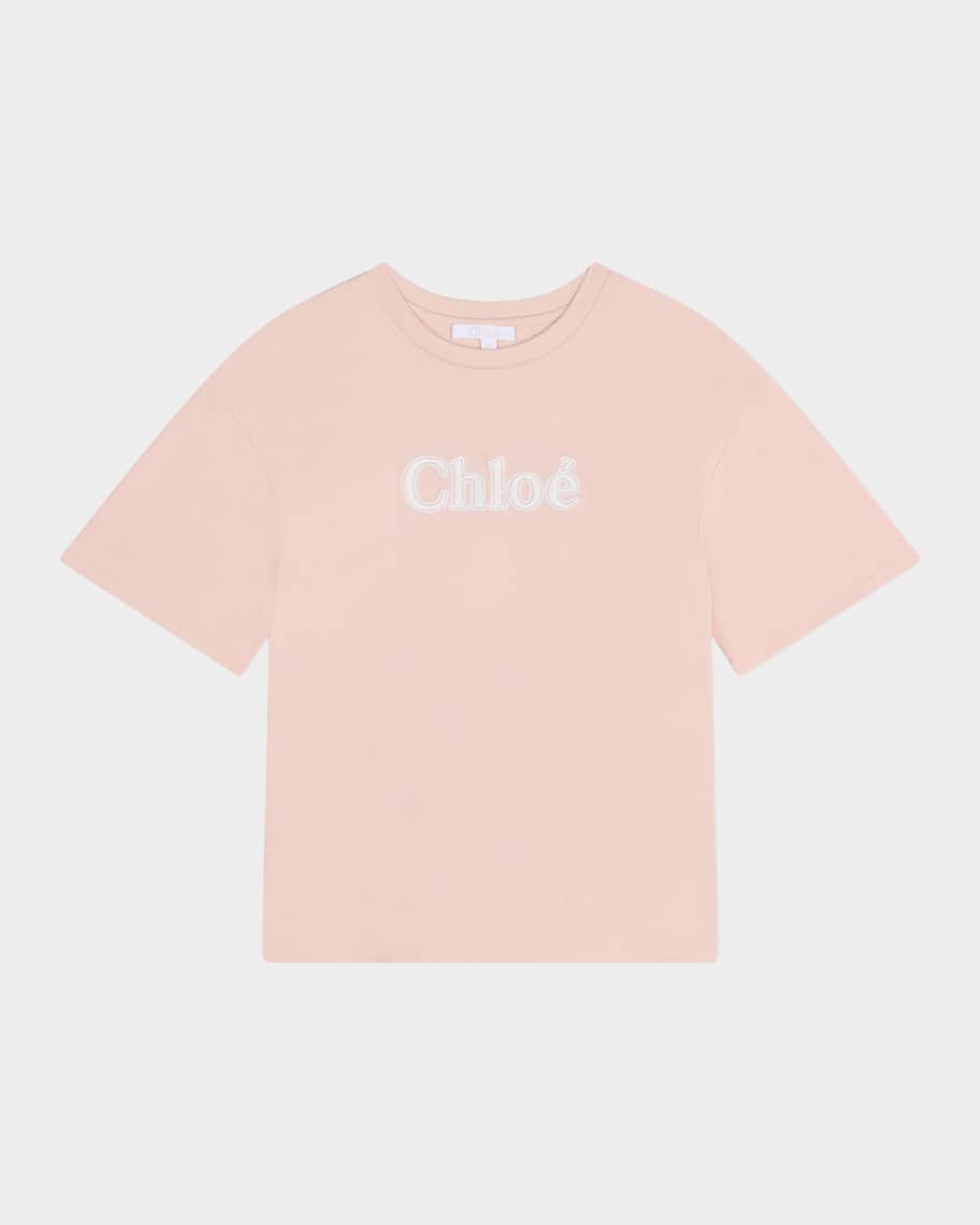 Chloe Girl's Embroidered Logo-Print T-Shirt, Size 4-5