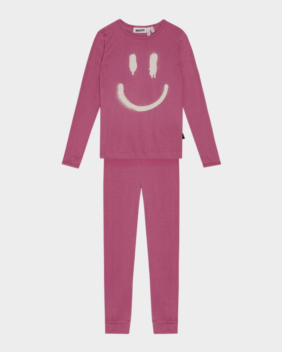 Molo Girl's Lue Happy Face-Print 2-Piece Set, Size 8-12 | Neiman Marcus
