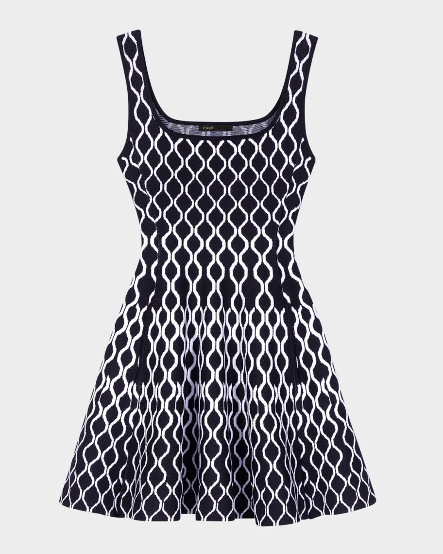 maje pleated knit mini dress Women's - Black White Sleeveless