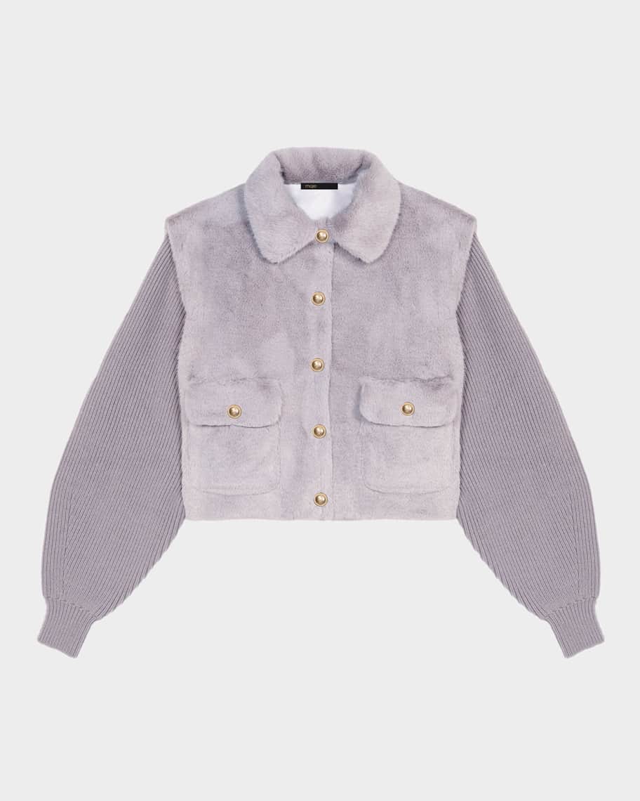 【m】Bibiy. AMERIA FUR COAT Maje Bibi Faux Fur Jacket | Neiman Marcus