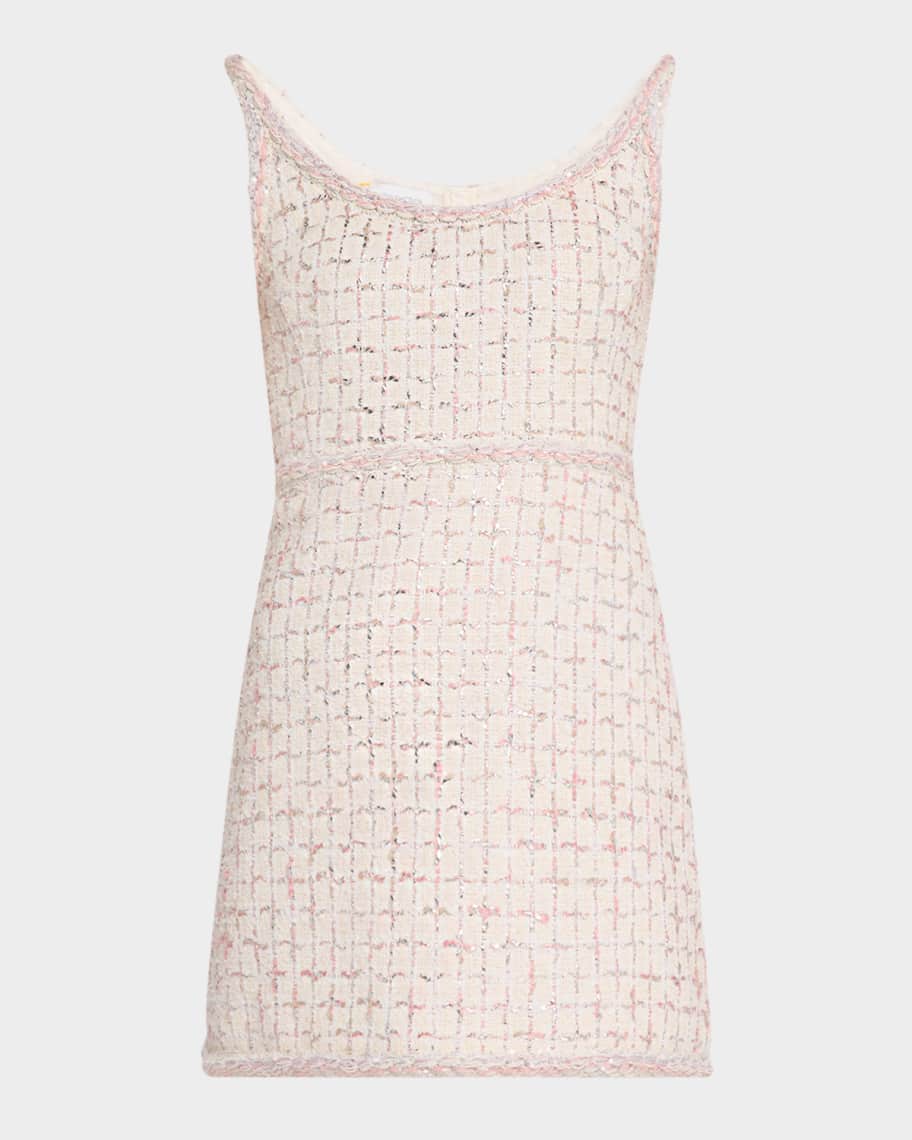 Giambattista Valli Check Metallic Eyelash Tweed Sleeveless Mini