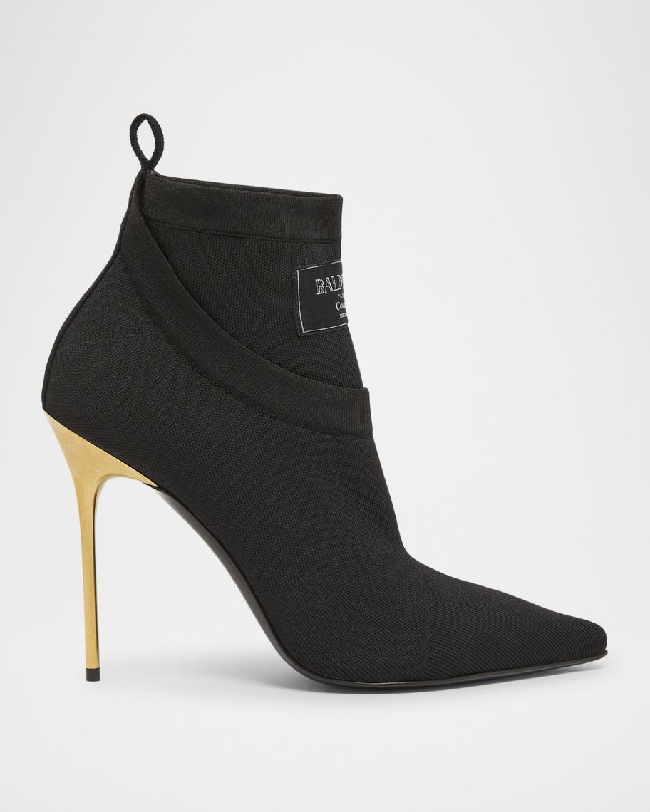 Balmain Crewneck Knit Stiletto Ankle Boots | Neiman Marcus display picture 1