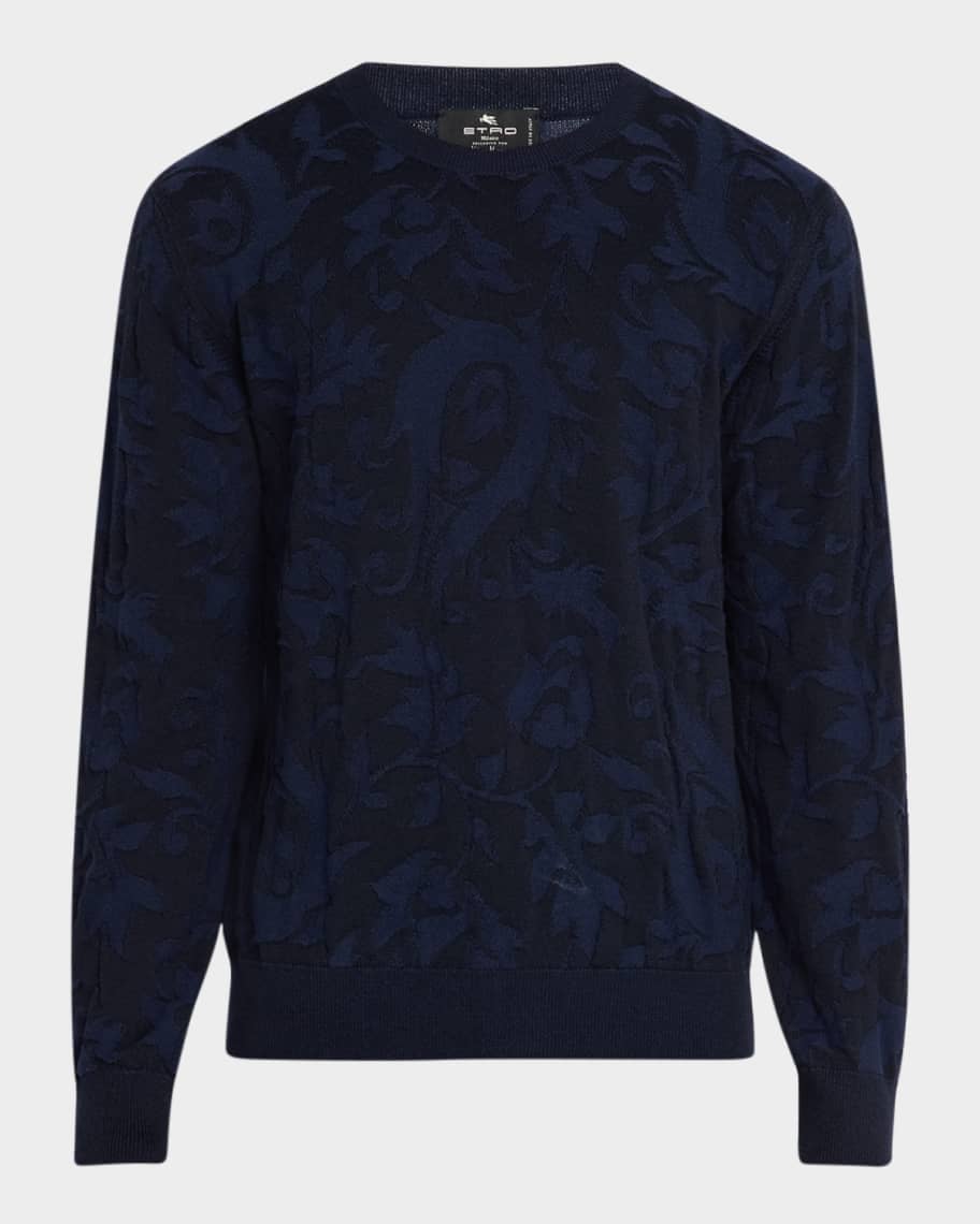 【送料&関税込】Etro Crew-neck Wool Sweater Navy blue Wool sweater with a crew neck Etro - Vitkac AS