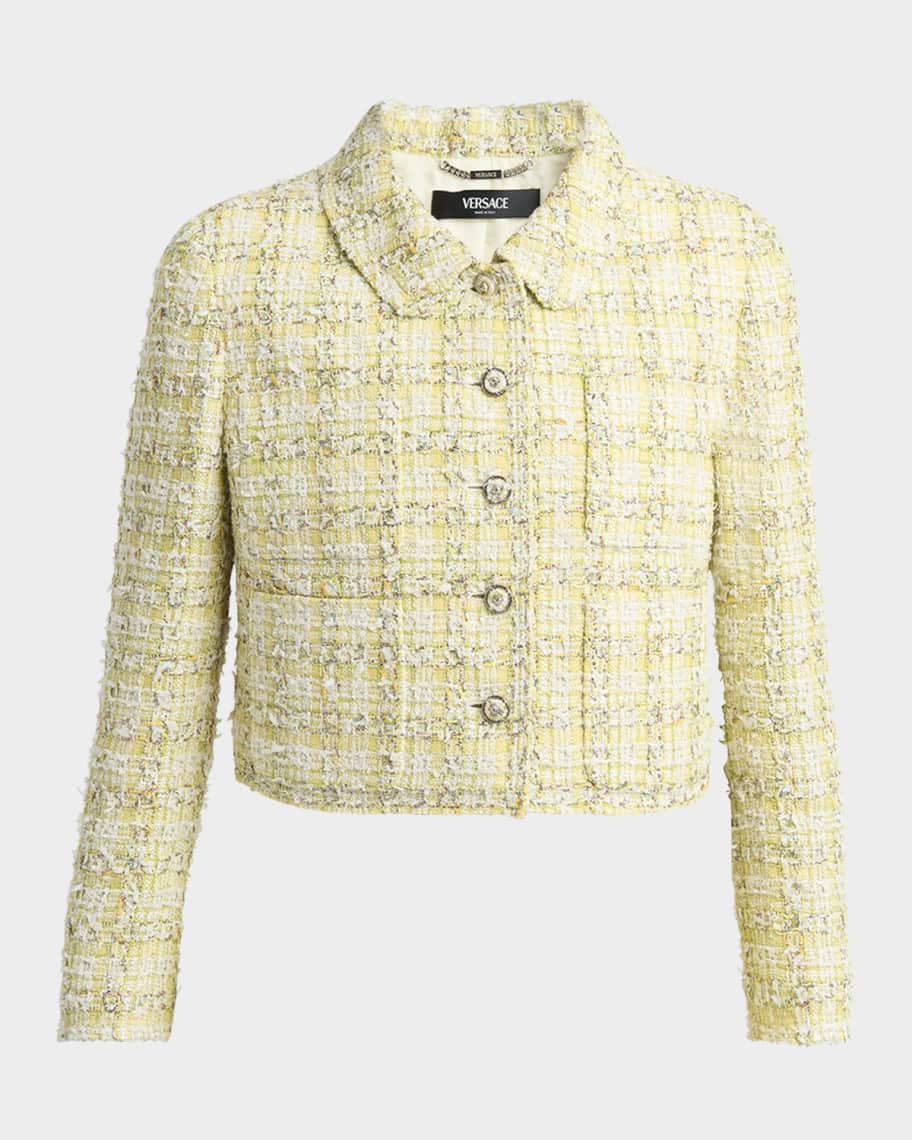 ジャケット Versace Embroidered Tweed Blazer VERSACE Cropped cotton-blend tweed jacket | NET-A-PORTER