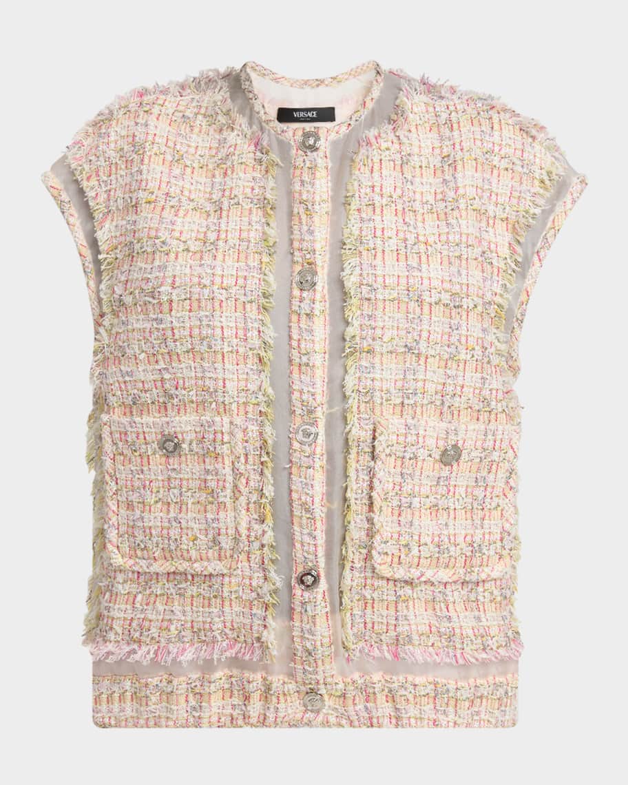 【関税＆送料込み】Versace Pink Checked Tweed Jacket With M Versace Tweed Jacket | Pink | FARFETCH
