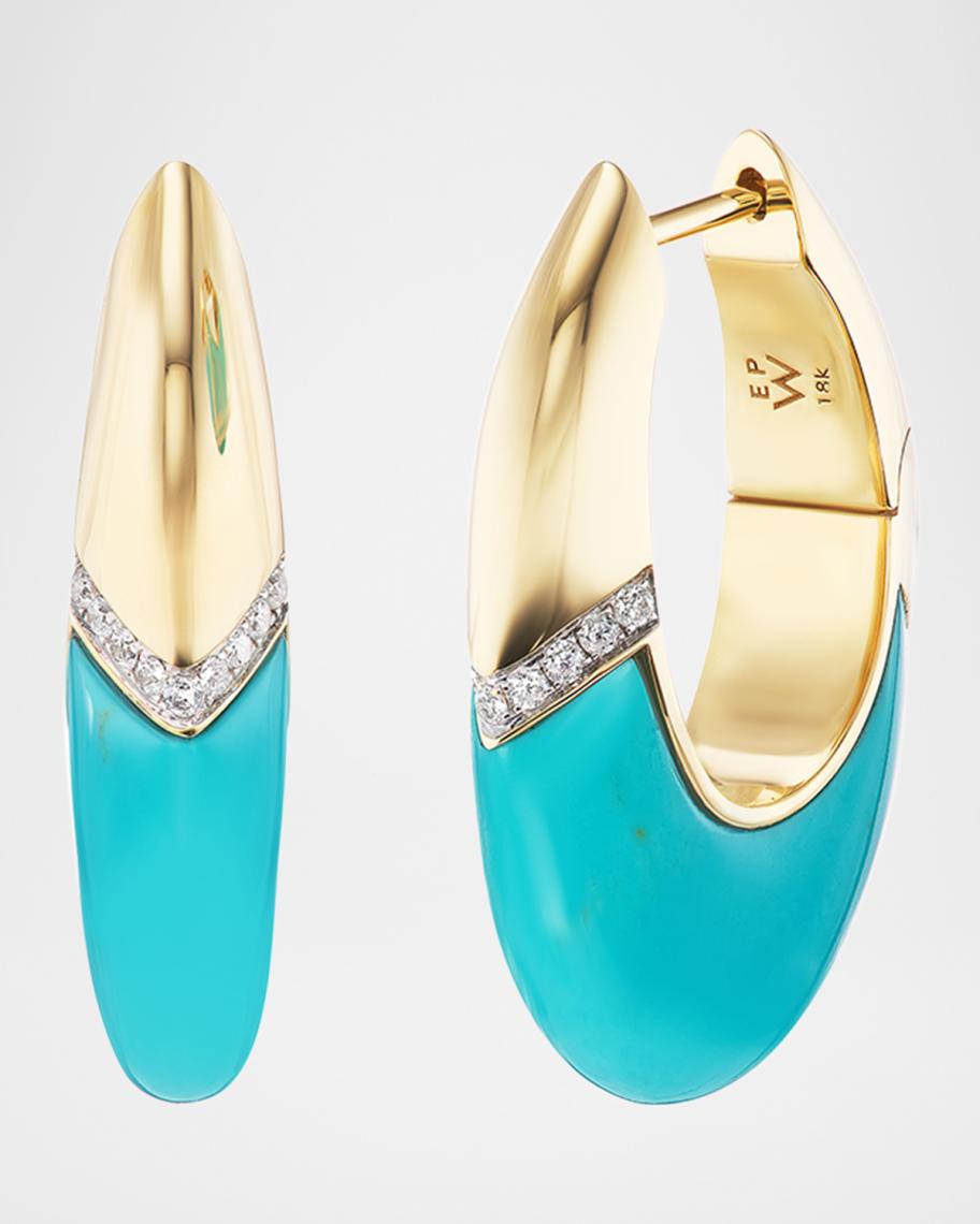 Emily P. Wheeler 18K Yellow Gold Oval Earrings with Turquoise and ...