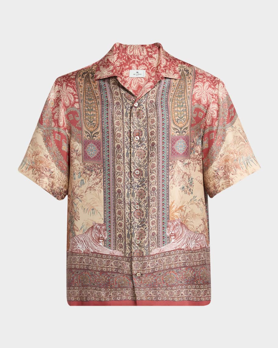 Etro Men's Printed Silk Bowling Shirt | Neiman Marcus