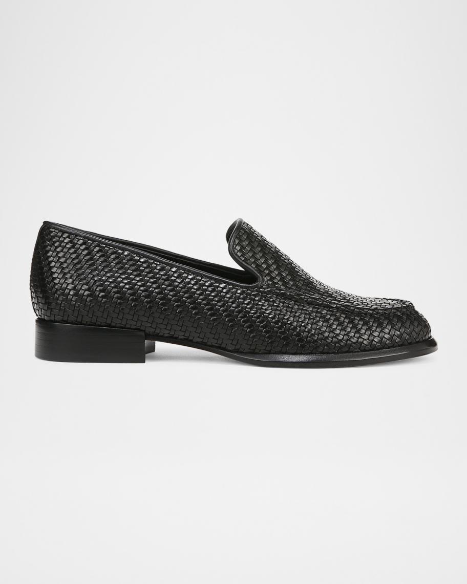 Vince Naomi Black Woven Leather Slip-On Loafers NWOT 0751 Vince Naomi Woven Leather Loafers - Bergdorf Goodman main image 4