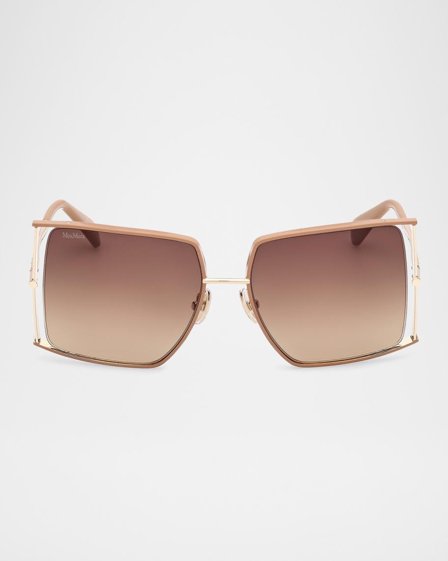 Max Mara Rectangle Logo Engraved Metal Sunglasses | Neiman  display picture 1