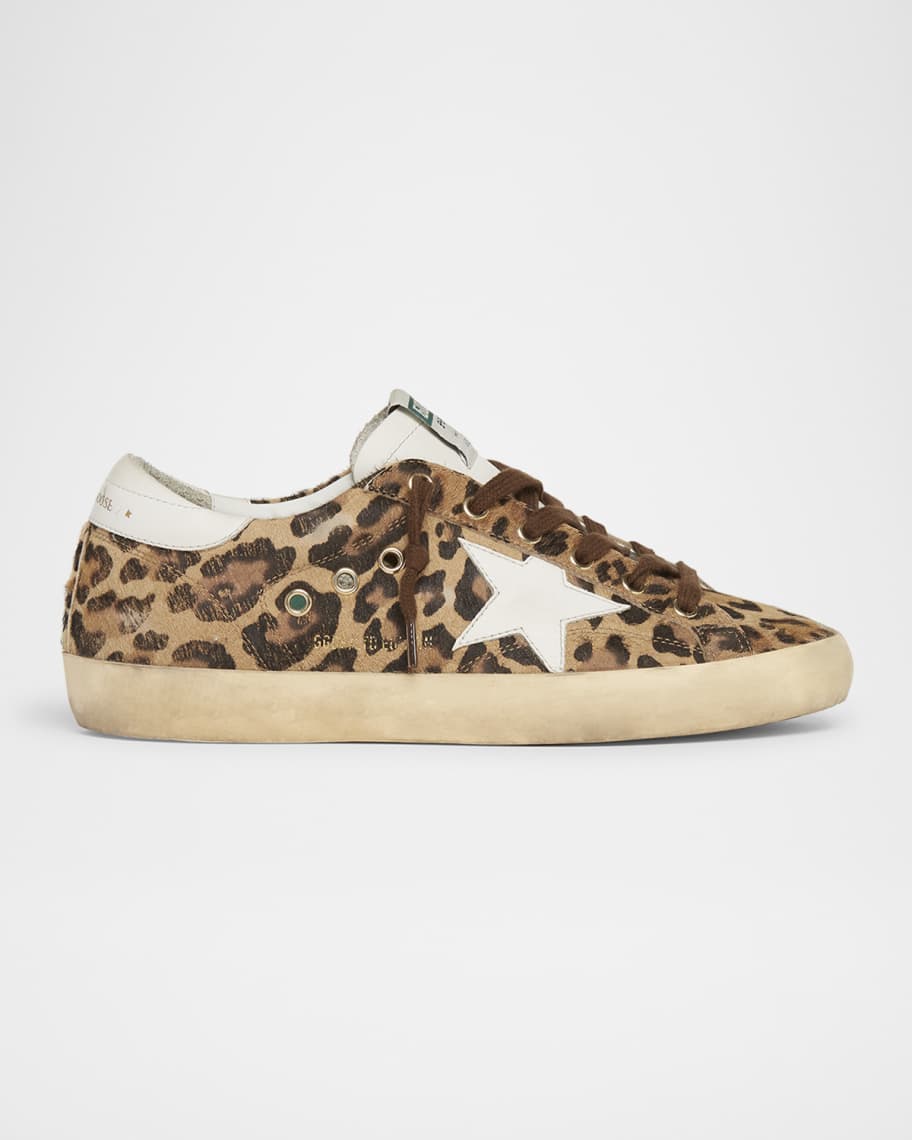 Golden Goose Superstar Leopard-Print Calf Hair Sneakers
