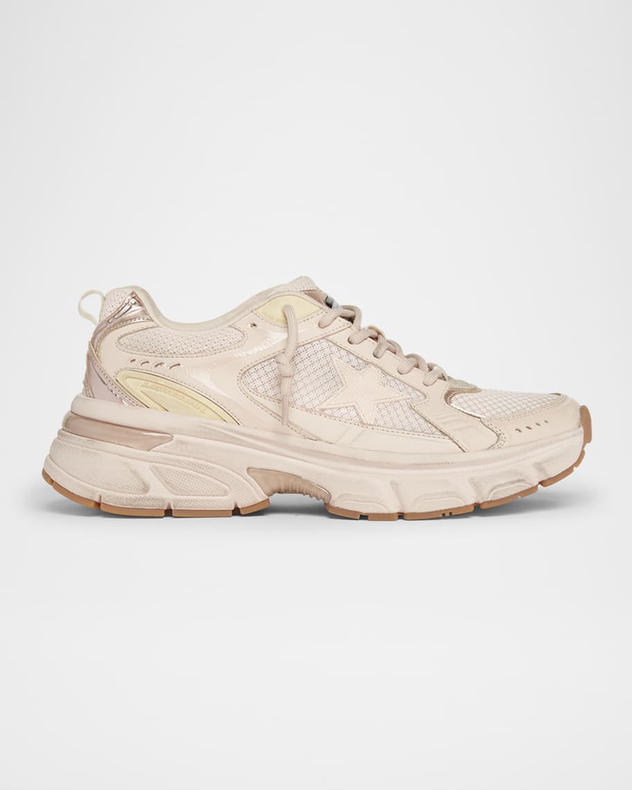 Golden Goose Lightstar Net Mixed Leather Runner Sneakers