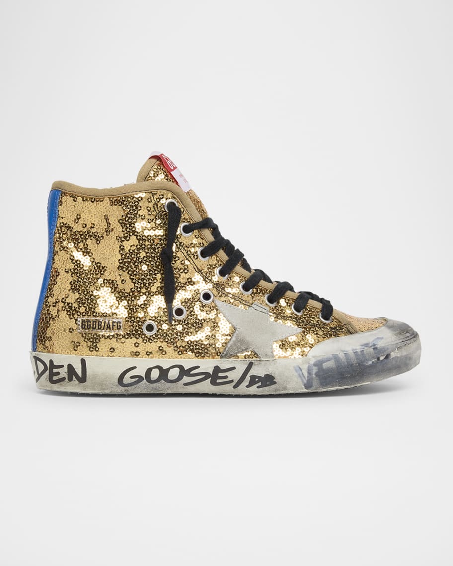 【GOLDEN 】FRANCY Golden Goose Francy Sequin High-Top Sneakers | Neiman Marcus