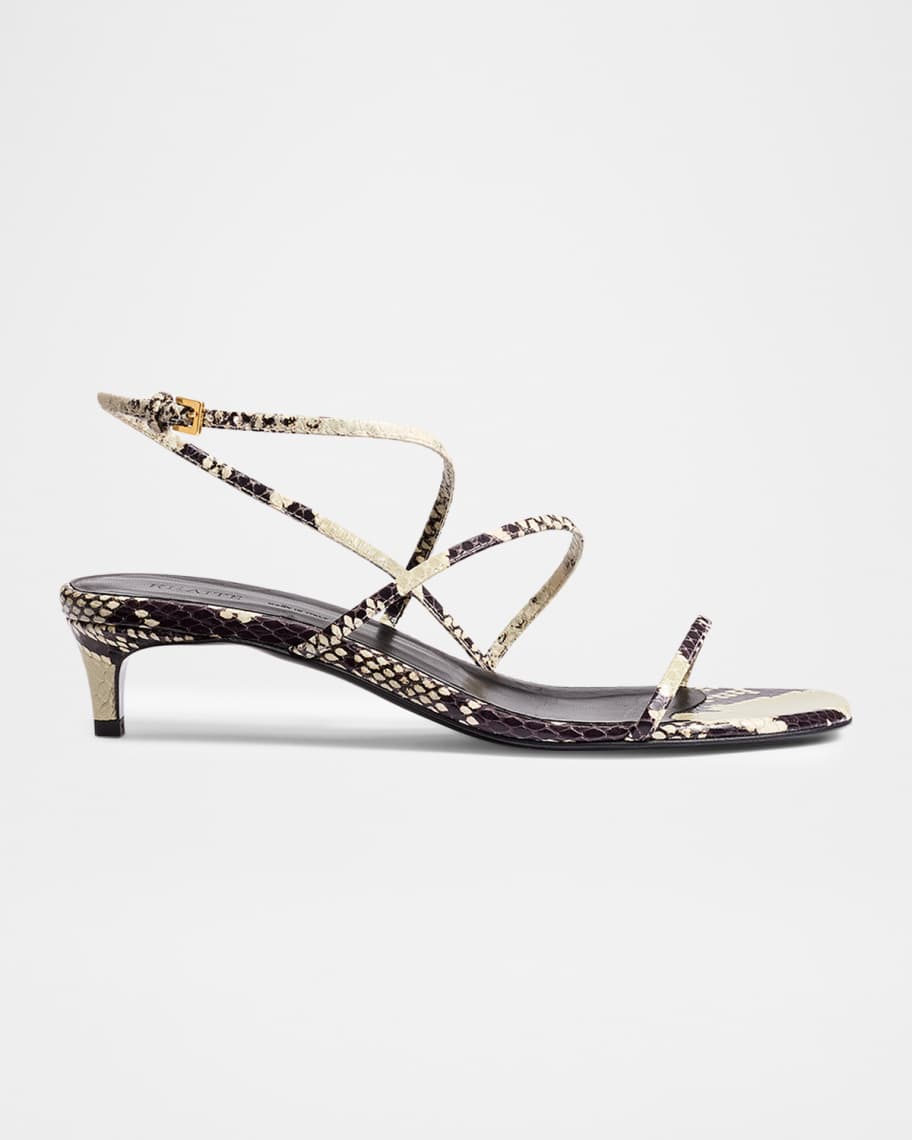 Khaite Strappy Python-Embossed Kitten Sandals | Neiman Marcus