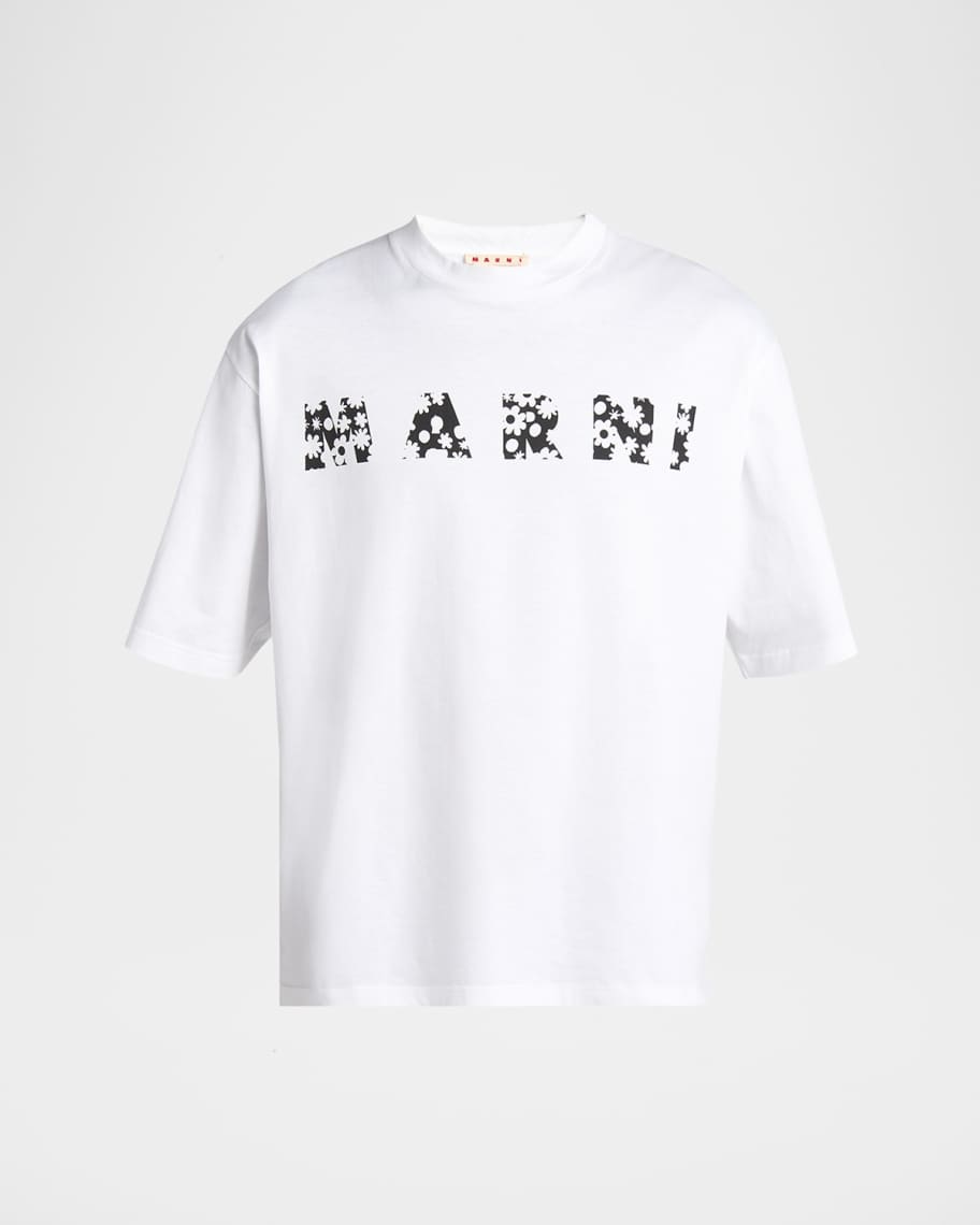 Tシャツ・カットソー MARNI FW22 FLORAL PRINT SHIRT (CAMA0492I2_UTV908SRN99) White organic cotton T-shirt with logo | Marni