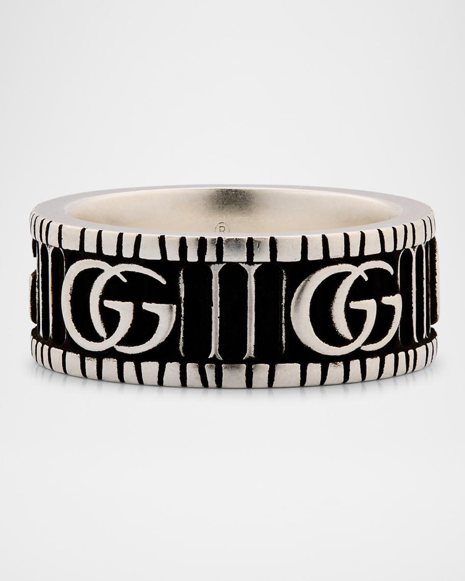 Gucci Men's GG Marmont Band Ring in Aged Silver, 8mm | Neiman Marcus
