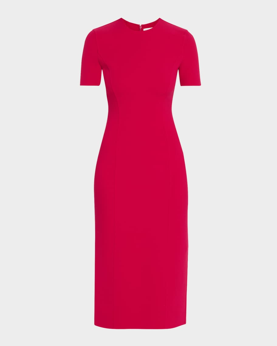 Michael Kors Collection Short-Sleeve Midi Sheath Dress | Neiman Marcus