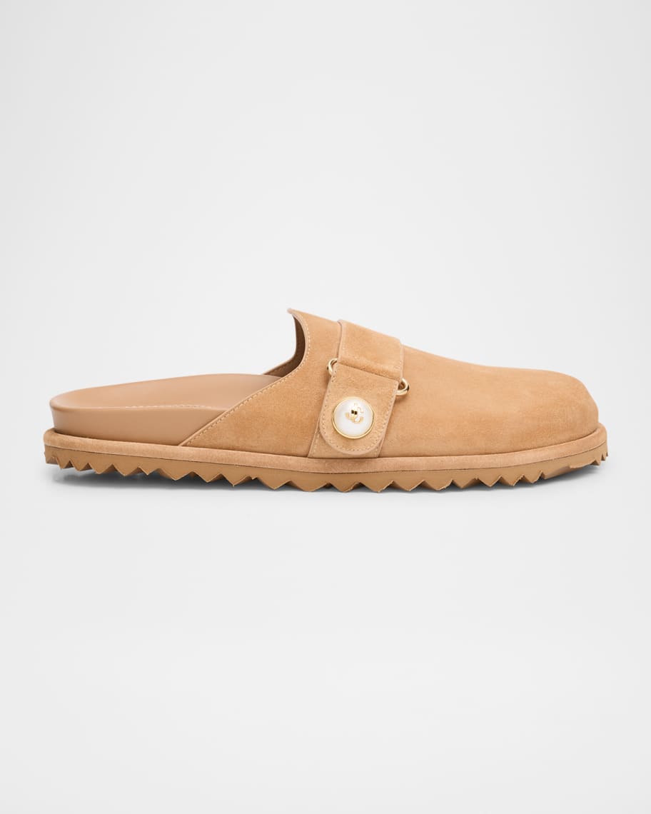 Fayence Suede Pearly Buckle Mules