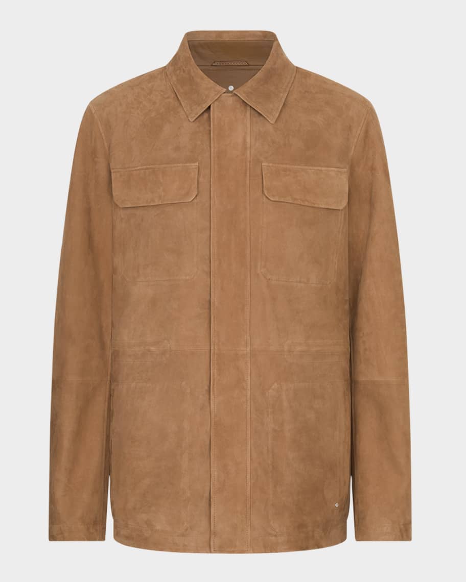 Stefano Ricci Men's Suede Full-Zip Field Jacket | Neiman Marcus