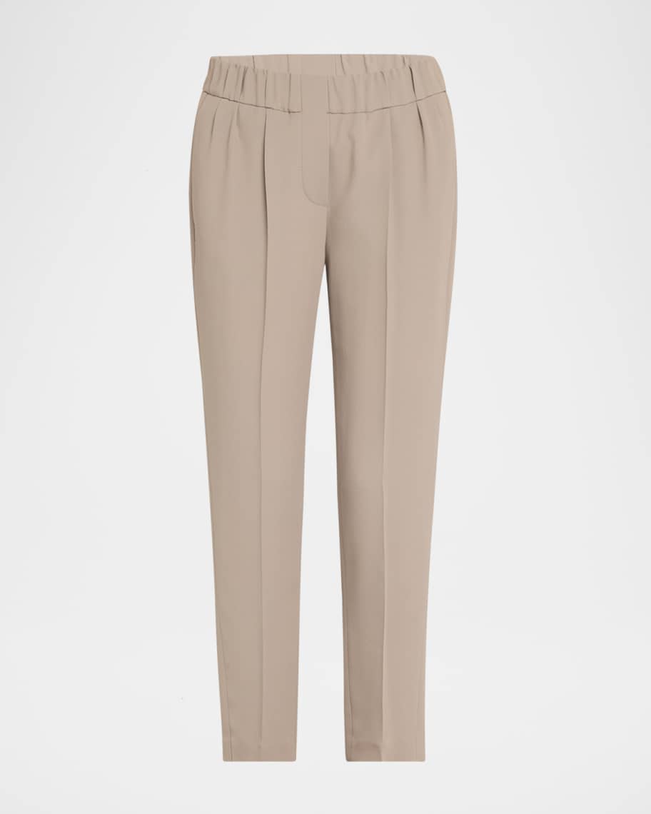Brunello Cucinelli Straight-Leg Ankle Silk Pull-On Pants